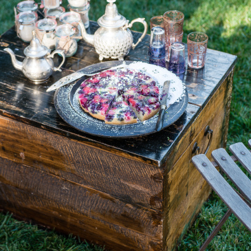 Triple berry upside down cake